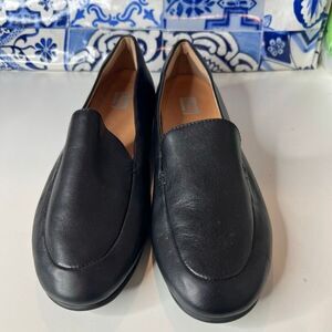 FitFlop Womens LENA Leather Loafer comfort slip on Black